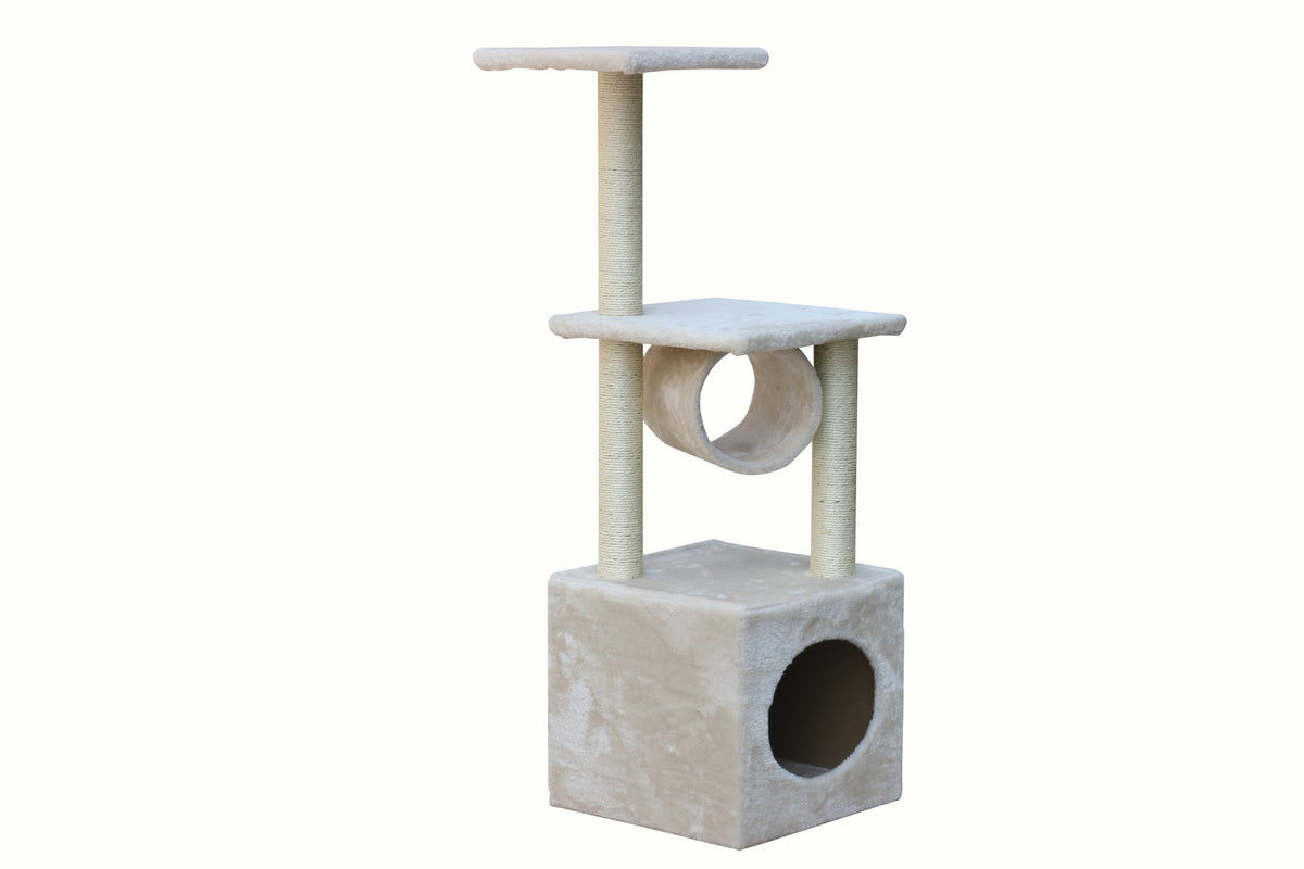 Beige Cat Kitten Scratching Post Tree | Scratcher Pole | 112cm
