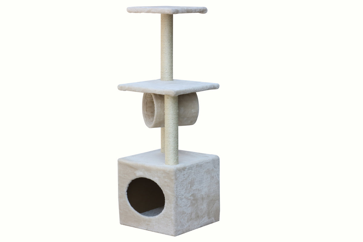 Beige Cat Kitten Scratching Post Tree | Scratcher Pole | 112cm