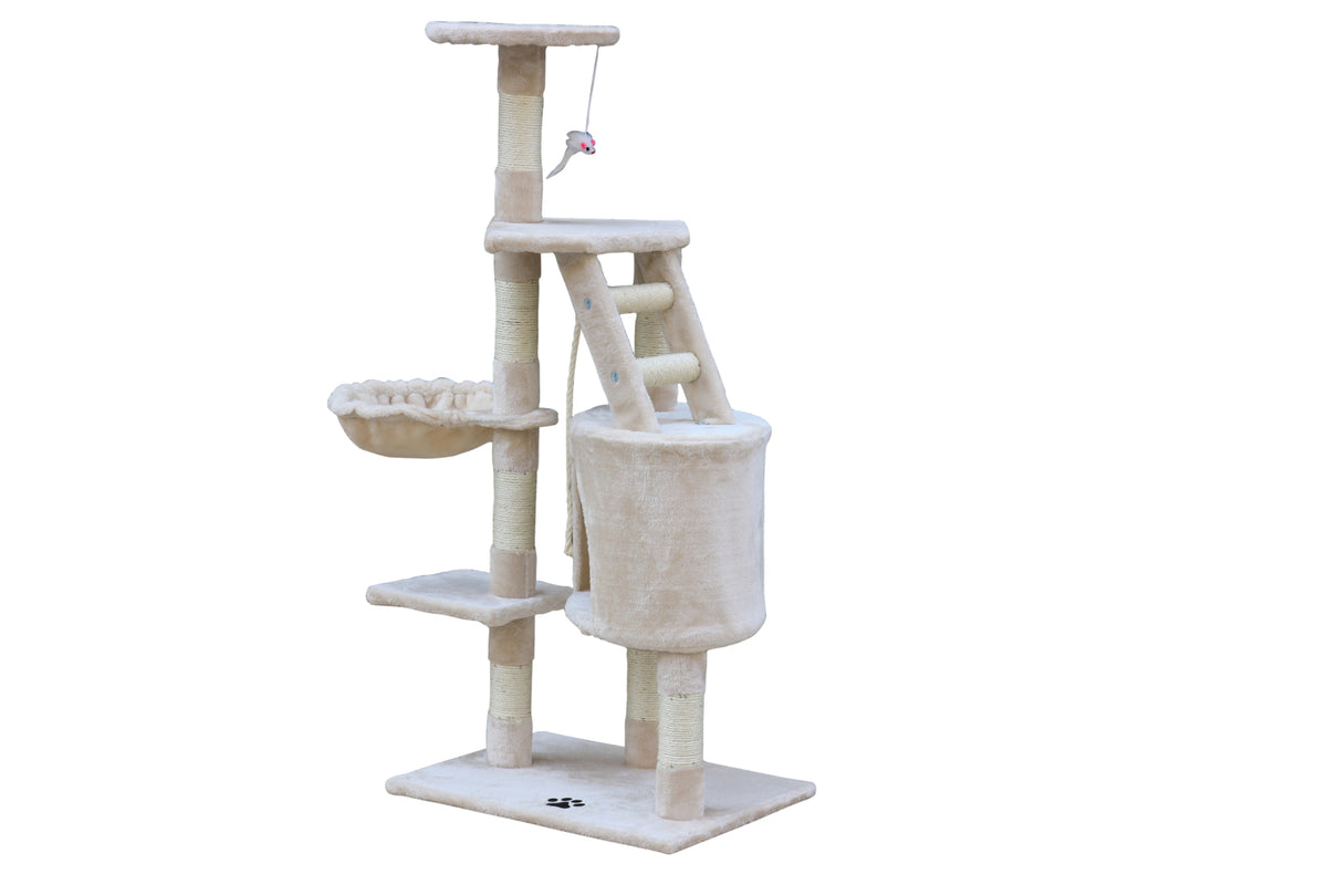 Multi-Level Cat Kitten Scratching Post Tree - 120cm | Beige