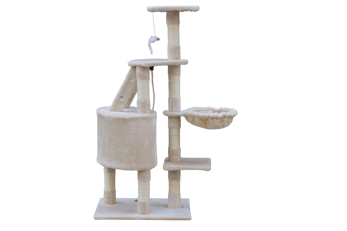 Multi-Level Cat Kitten Scratching Post Tree - 120cm | Beige