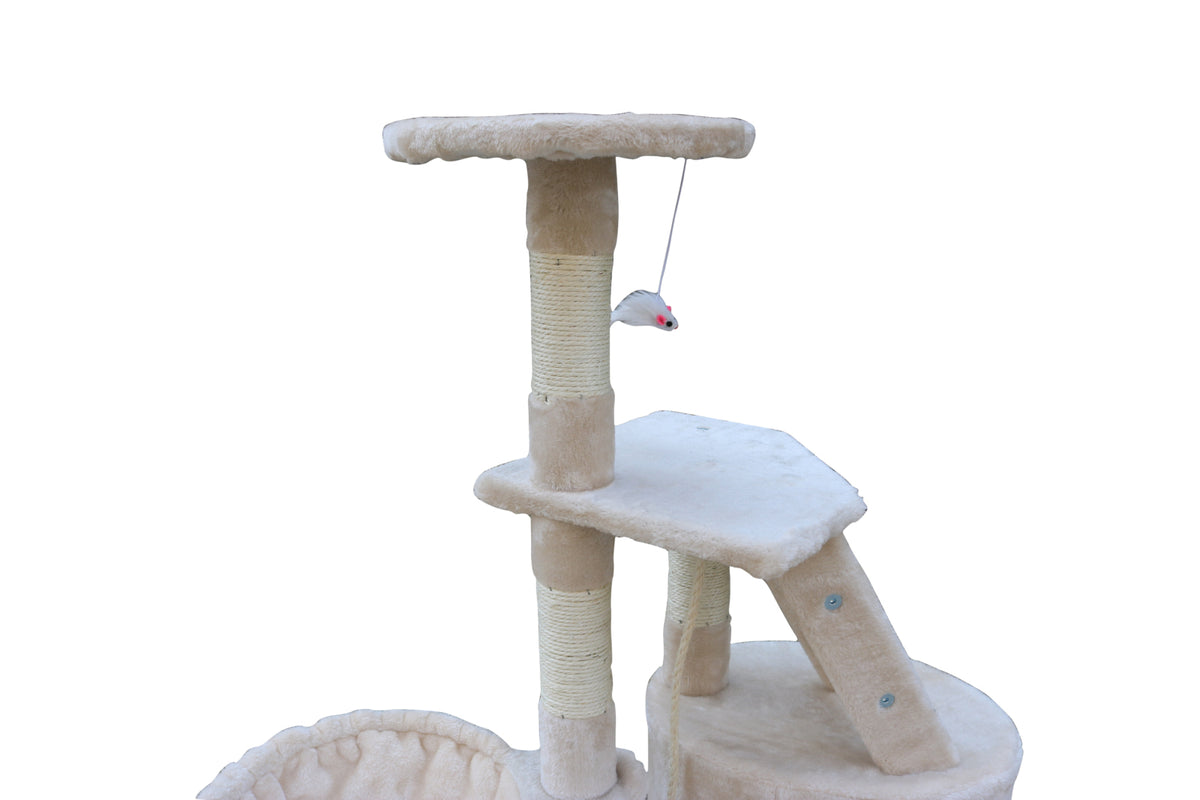 Multi-Level Cat Kitten Scratching Post Tree - 120cm | Beige