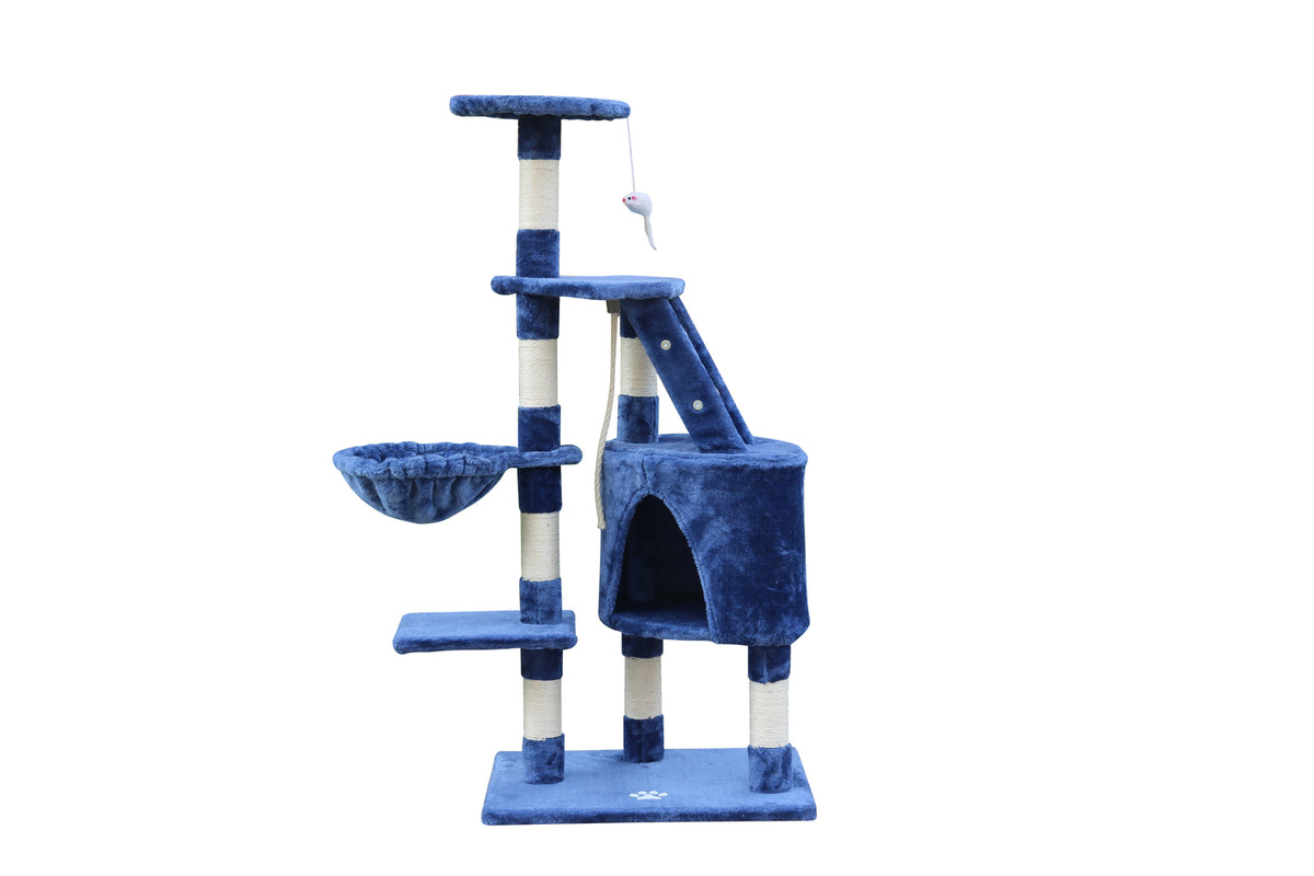 Multi-Level Cat Scratching Post Tree - 120 cm, Blue