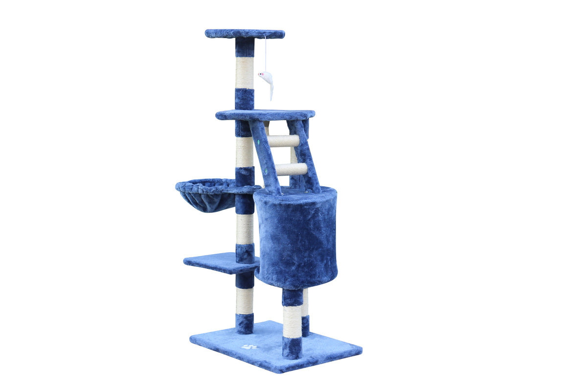 Multi-Level Cat Scratching Post Tree - 120 cm, Blue