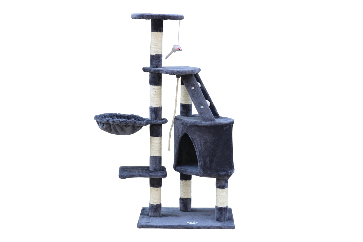 120cm Multi-Level Grey Cat Scratching Post Tree
