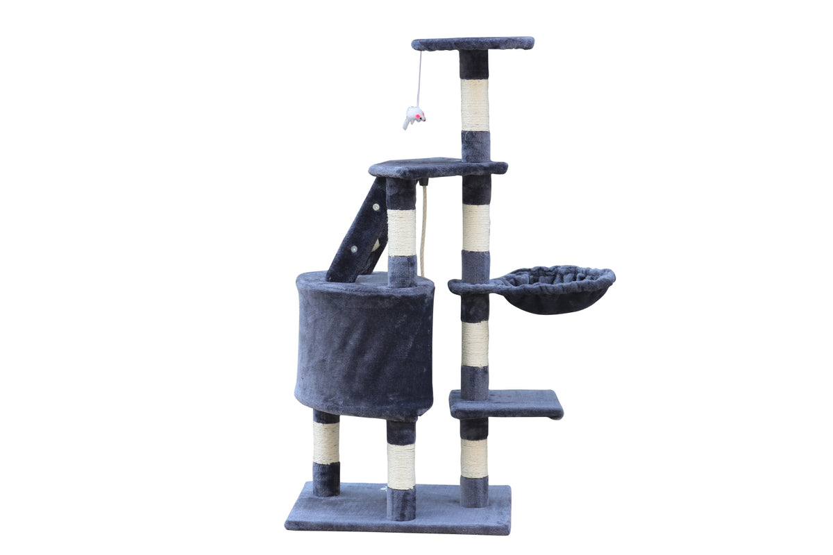 120cm Multi-Level Grey Cat Scratching Post Tree