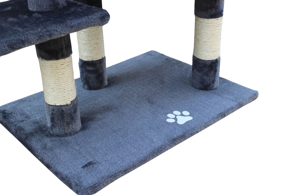 120cm Multi-Level Grey Cat Scratching Post Tree