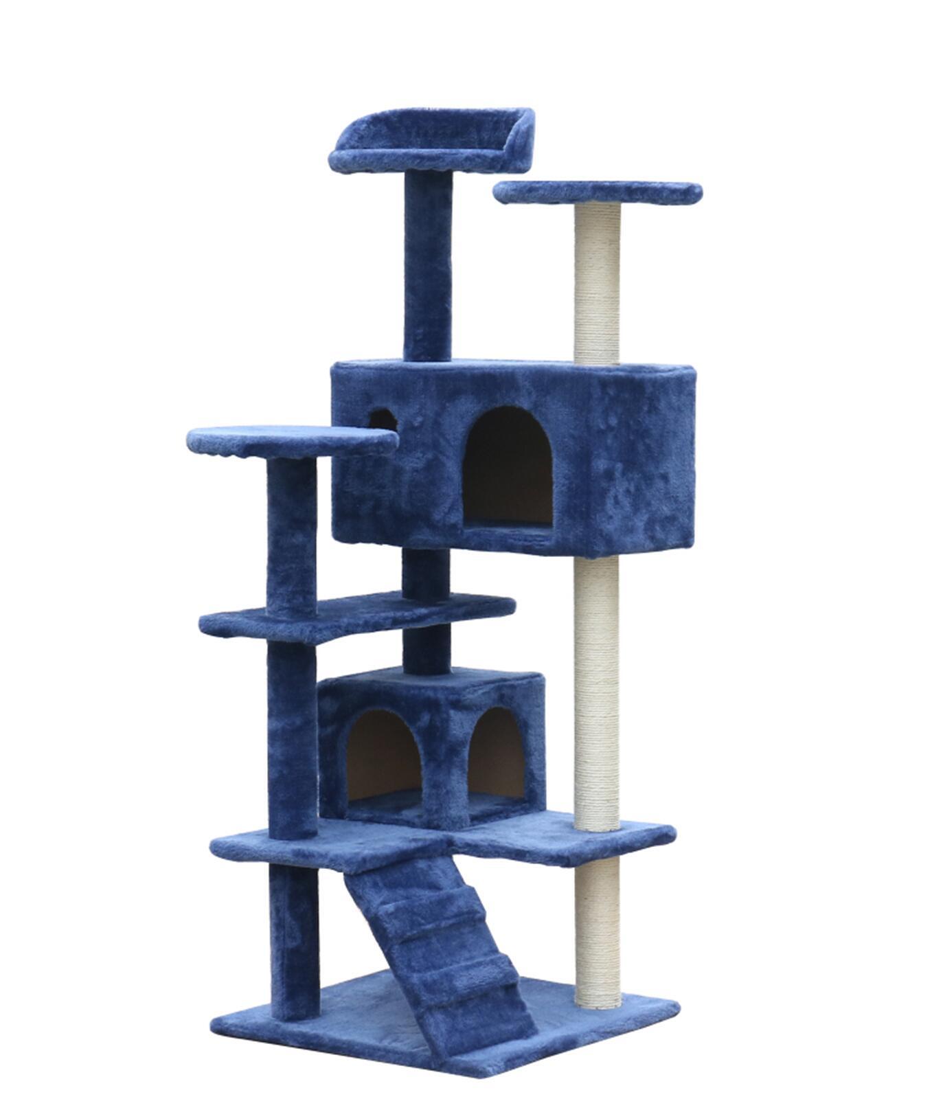 130cm Blue Cat Scratching Post Tree - Blue | Tall and Durable Cat Scratcher