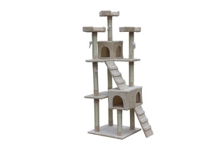 Cat Kitten Scratching Post Tree | 180 cm Height | With Ladder | Beige