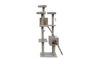 Cat Kitten Scratching Post Tree | 180 cm Height | With Ladder | Beige
