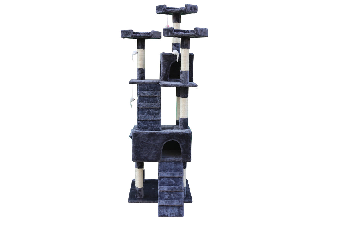 180cm Cat Kitten Scratching Post Tree with Ladder | Grey