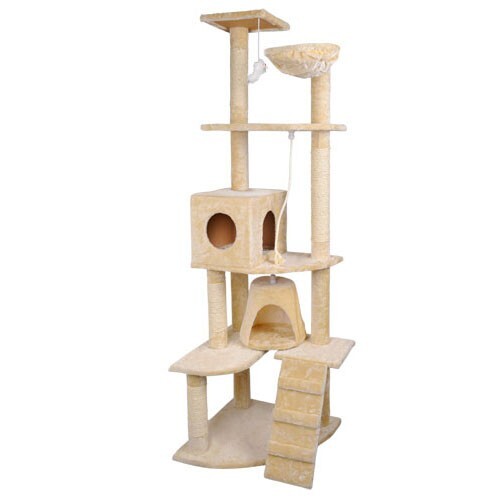 193cm Cat Scratching Tower with Sisal Pole and Condo - Beige