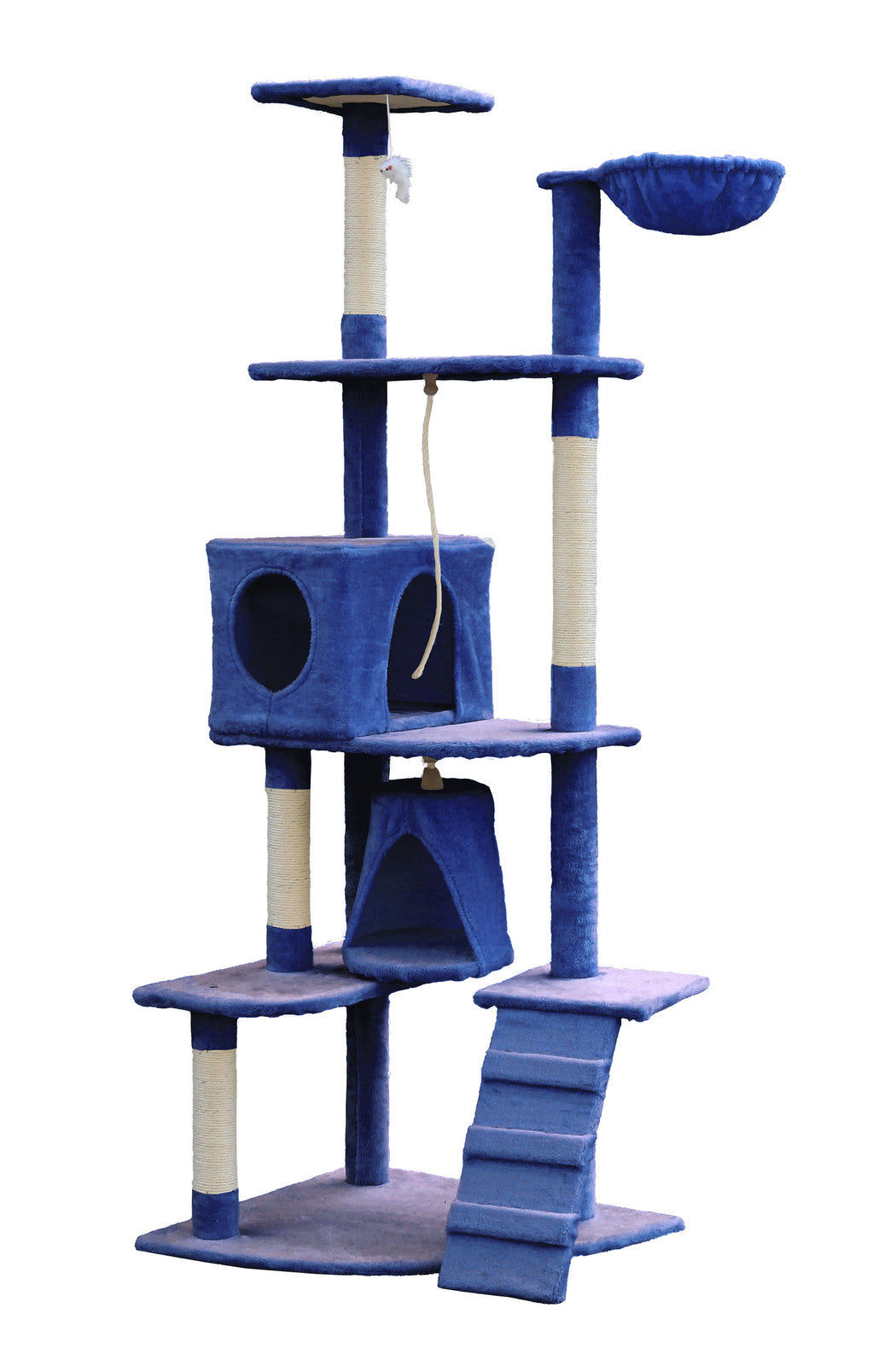 193cm Cat Scratching Tower with Sisal Pole and Condo - Blue