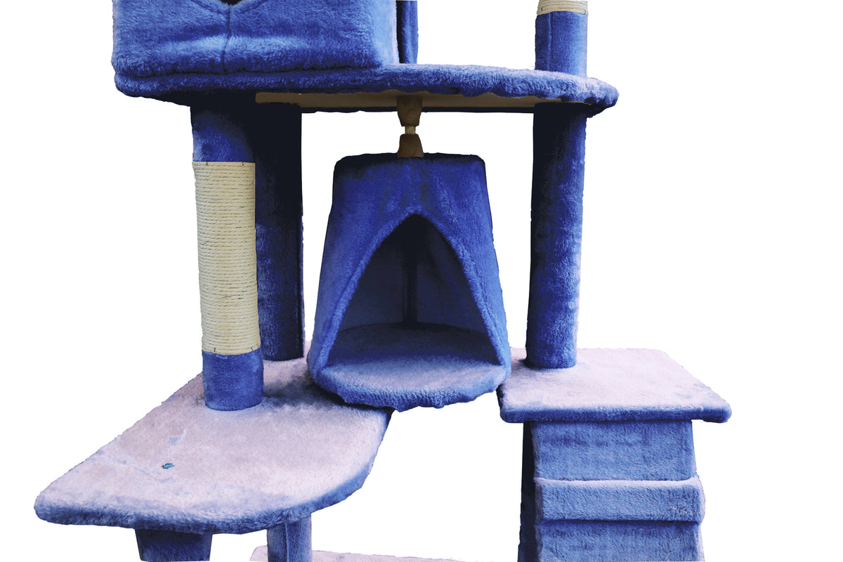 193cm Cat Scratching Tower with Sisal Pole and Condo - Blue