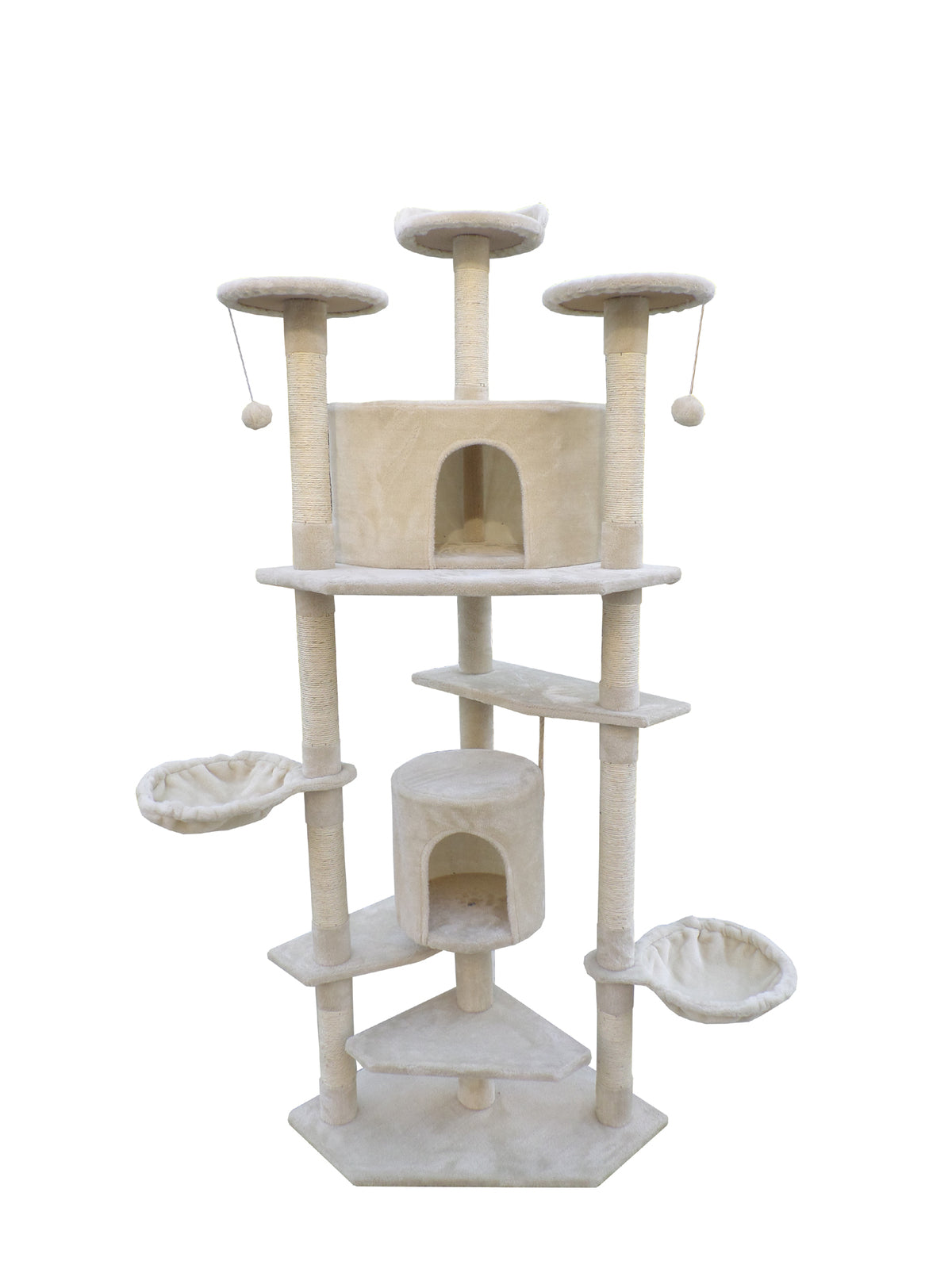 Cat Scratching Post Tree - 200cm | Scratcher Corner Tower Furniture - Beige