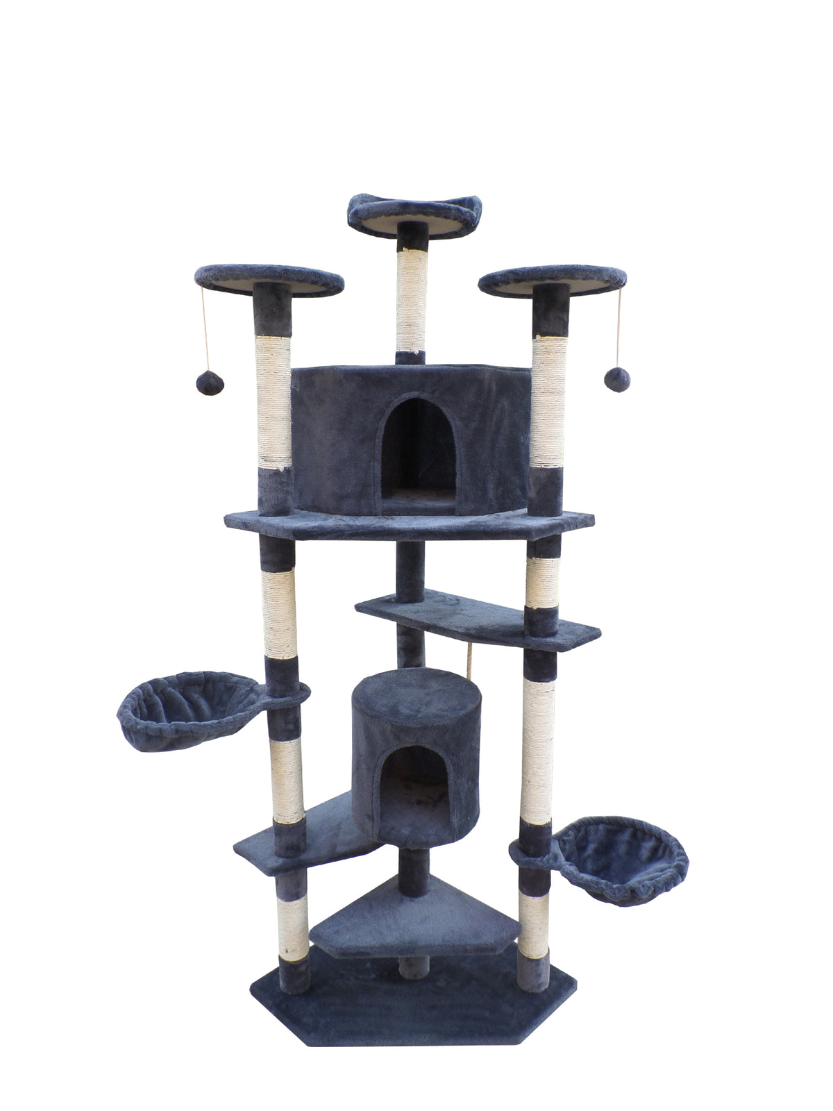 200cm Grey Cat Scratching Post Tree | Tower Furniture & Scratcher