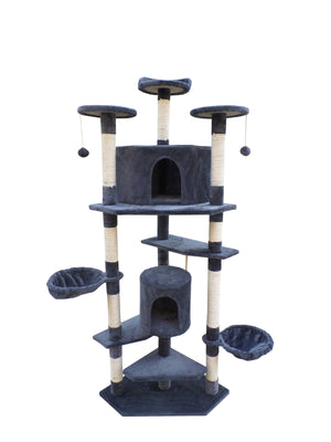 200cm Grey Cat Scratching Post Tree | Tower Furniture & Scratcher