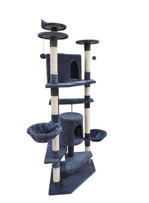 200cm Grey Cat Scratching Post Tree | Tower Furniture & Scratcher