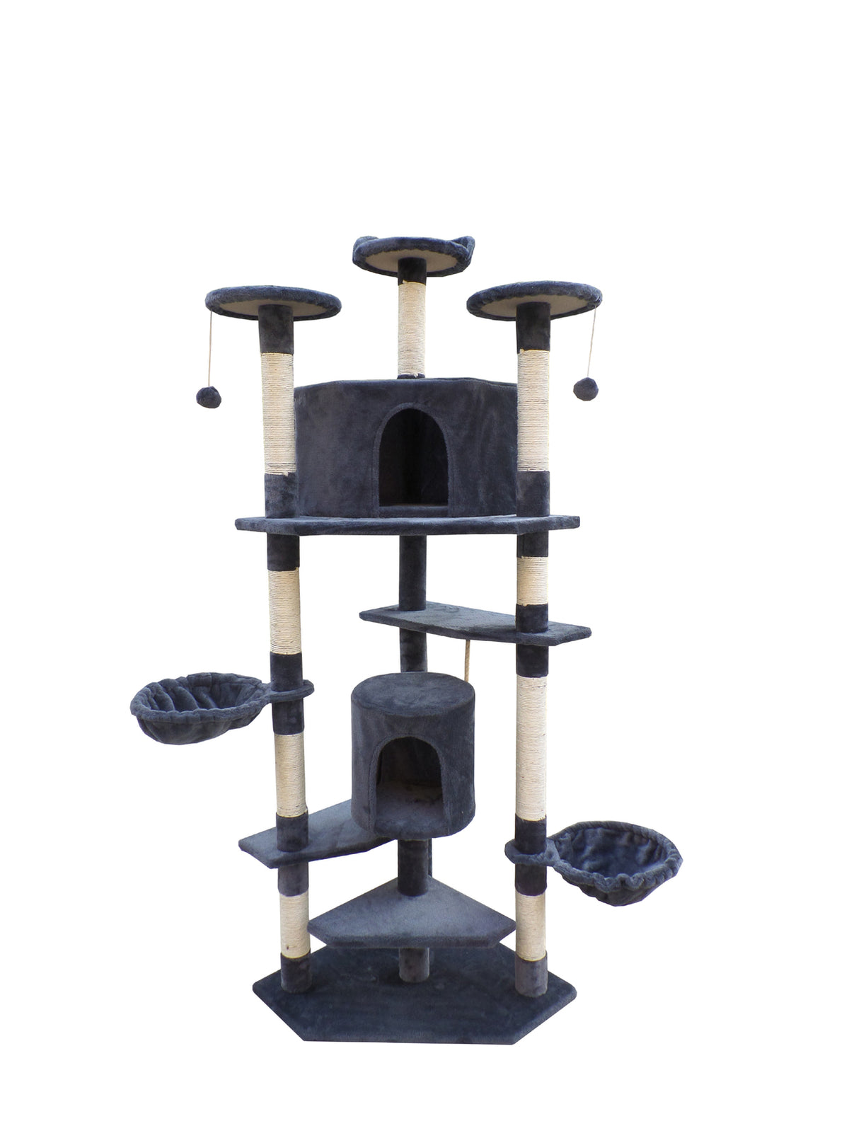 200cm Grey Cat Scratching Post Tree | Tower Furniture & Scratcher