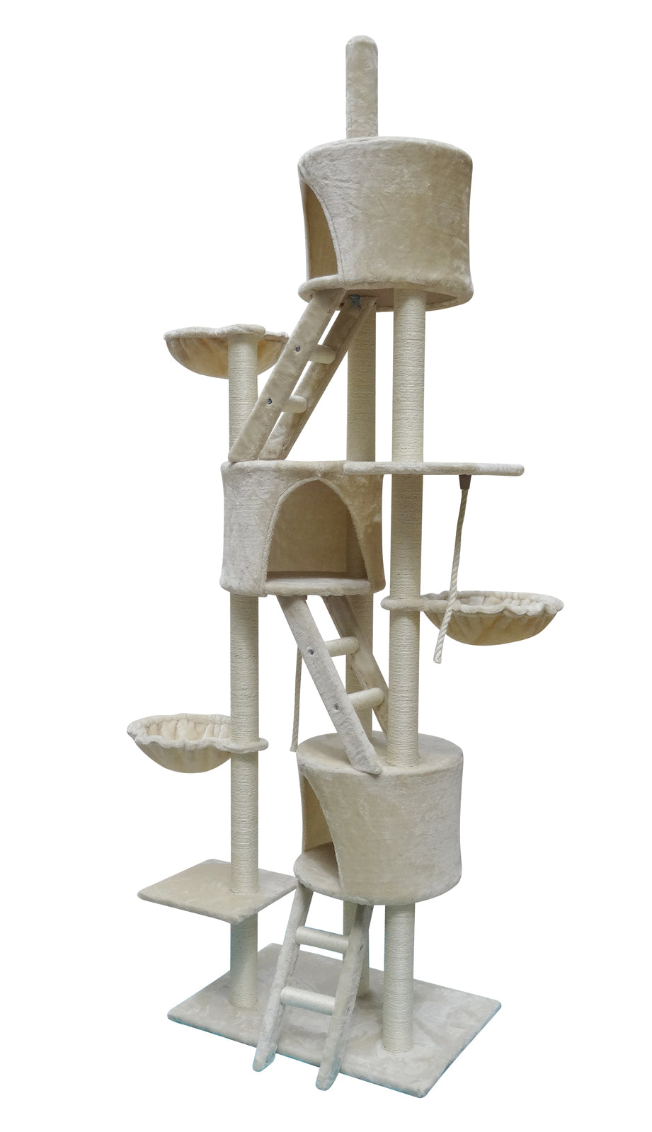244cm XL Multi Level Cat Scratching Post Tree (Beige)