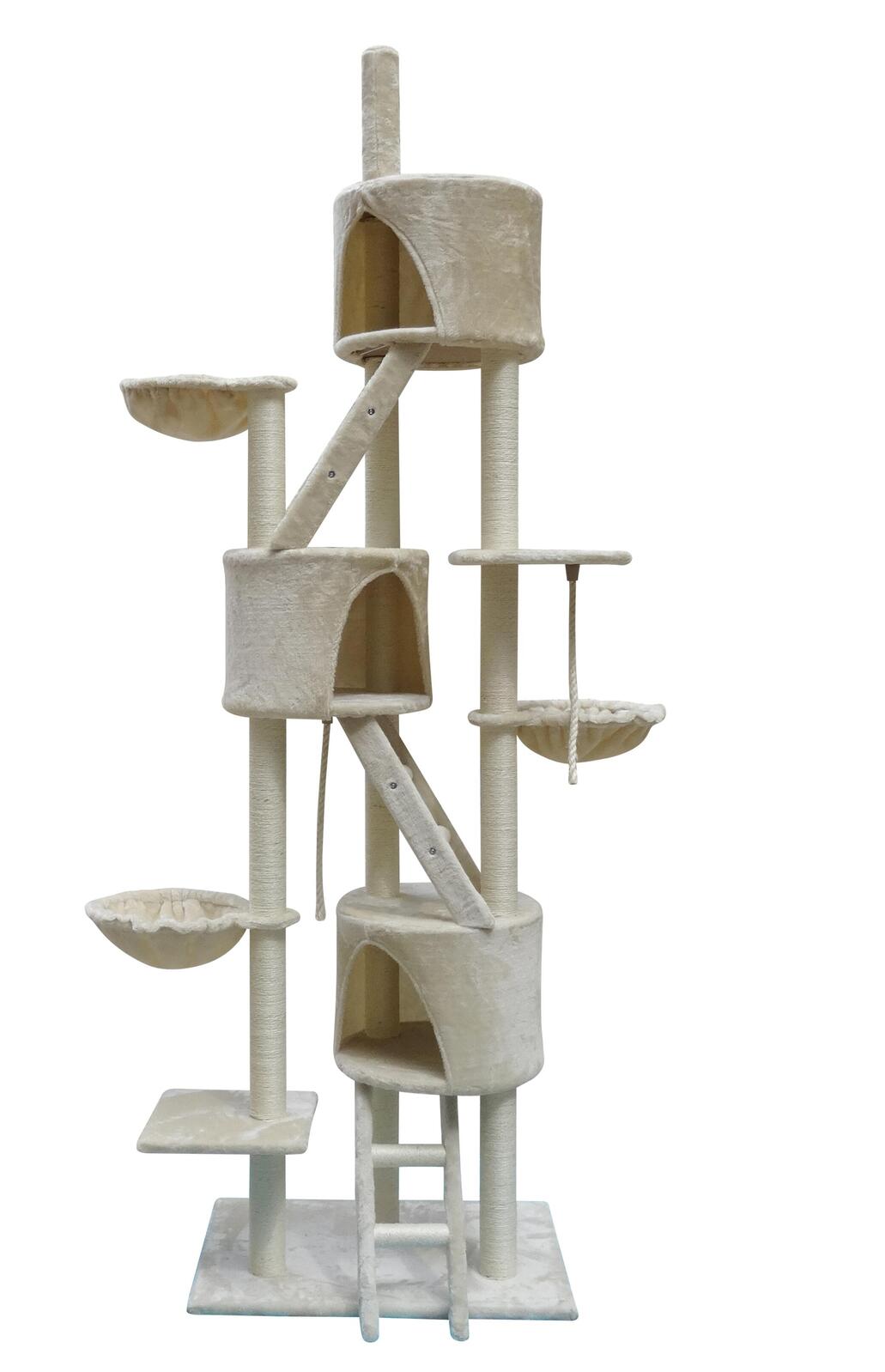 244cm XL Multi Level Cat Scratching Post Tree (Beige)