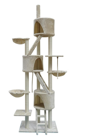 244cm XL Multi Level Cat Scratching Post Tree (Beige)