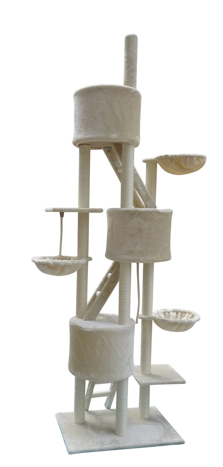 244cm XL Multi Level Cat Scratching Post Tree (Beige)
