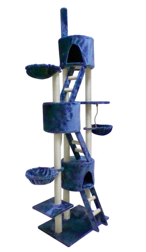 244cm XL Multi Level Cat Scratching Post Tree (Blue)