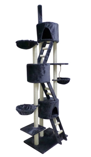 244cm XL Multi Level Cat Scratching Post Tree (Grey)