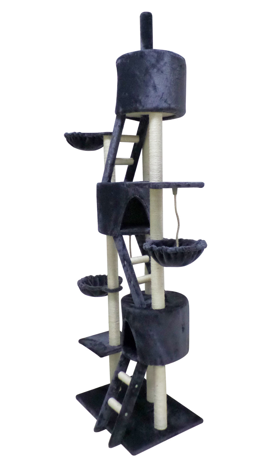 244cm XL Multi Level Cat Scratching Post Tree (Grey)