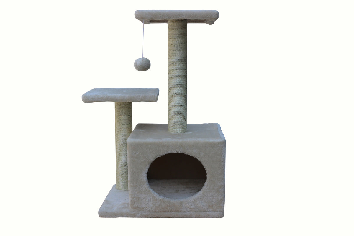 Beige Cat Scratching Tree - 71cm | Scratcher Post Pole Furniture Gym House