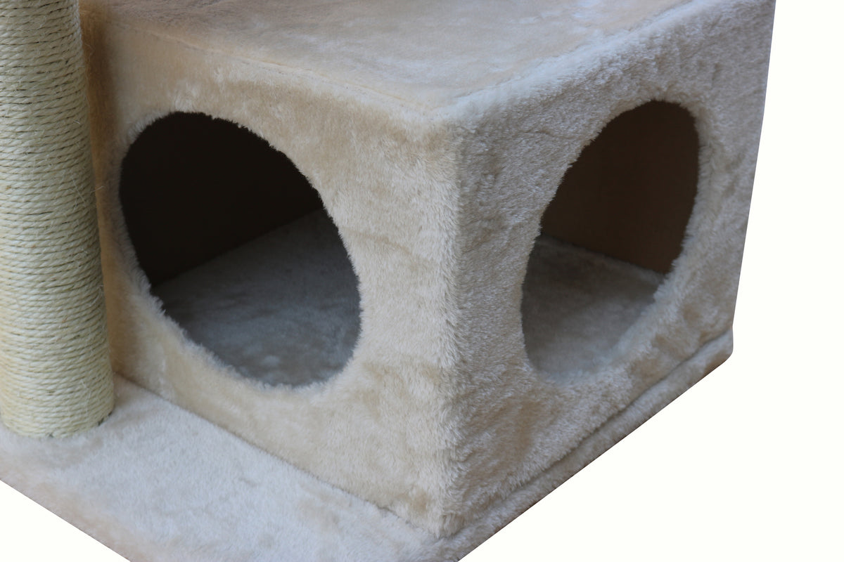 Beige Cat Scratching Tree - 71cm | Scratcher Post Pole Furniture Gym House