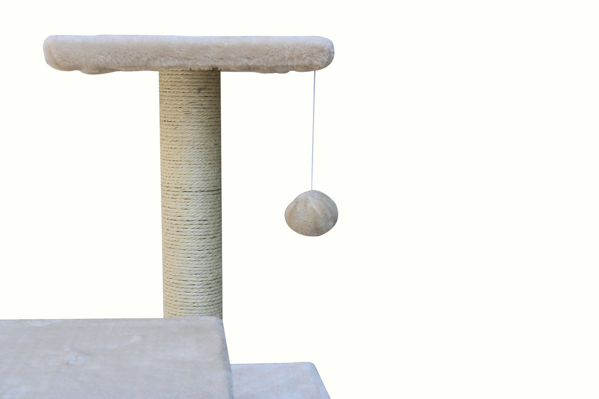 Beige Cat Scratching Tree - 71cm | Scratcher Post Pole Furniture Gym House