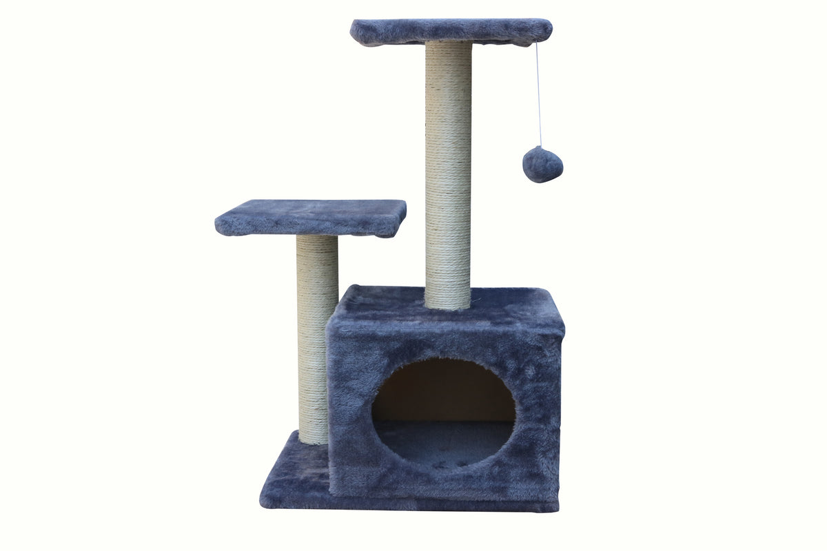 Grey Cat Scratching Tree - 71cm | Scratcher Post Pole Furniture Gym House