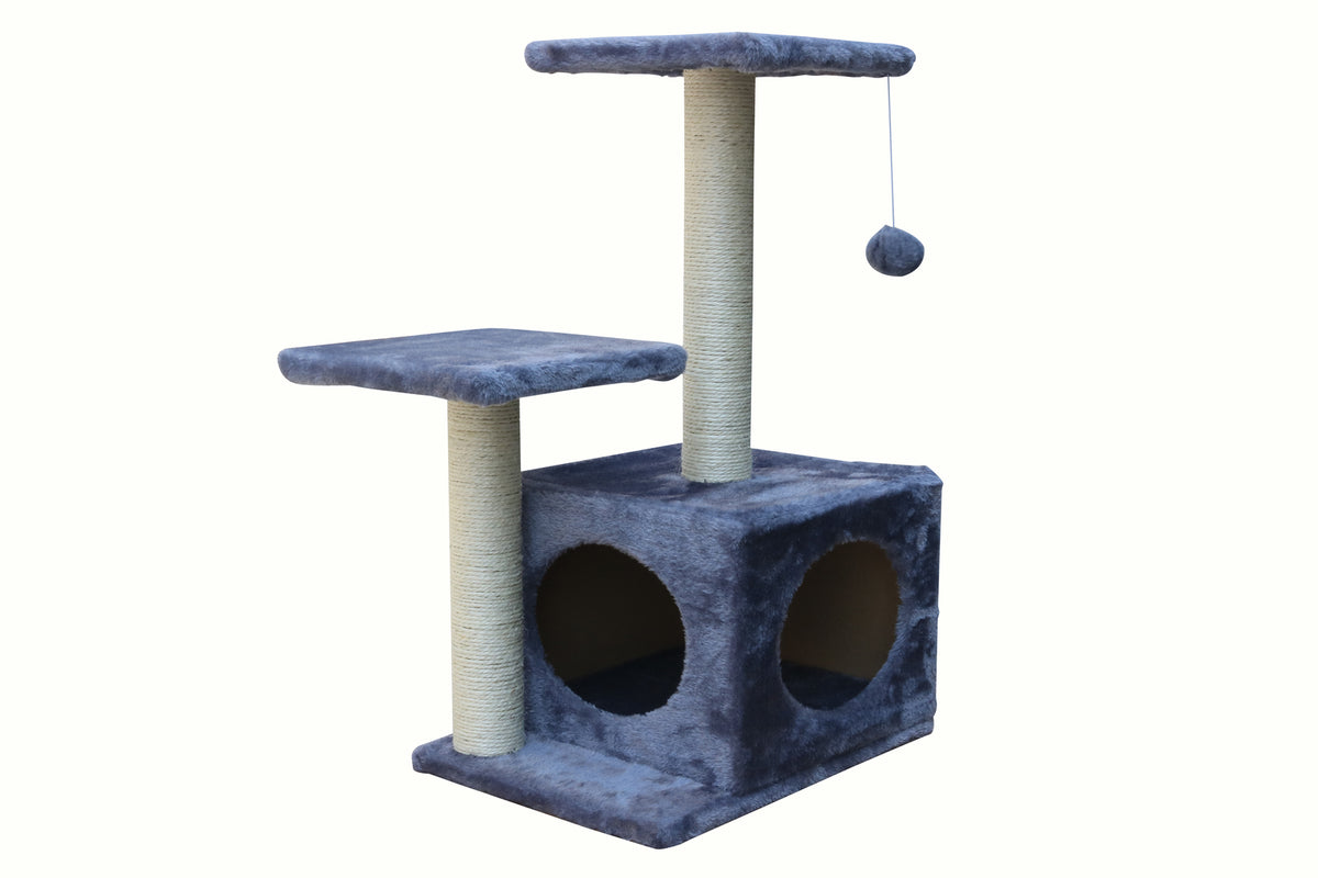 Grey Cat Scratching Tree - 71cm | Scratcher Post Pole Furniture Gym House