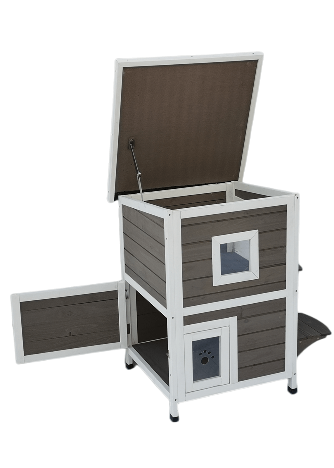 2 Story Cat Shelter Condo with Escape Door | Rainproof Kitty House