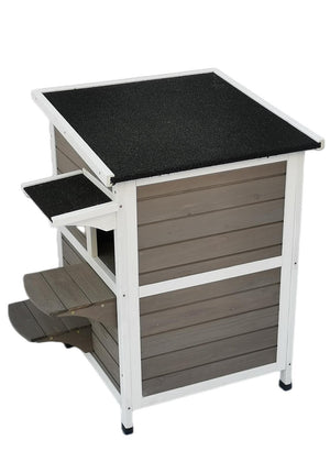2 Story Cat Shelter Condo with Escape Door | Rainproof Kitty House