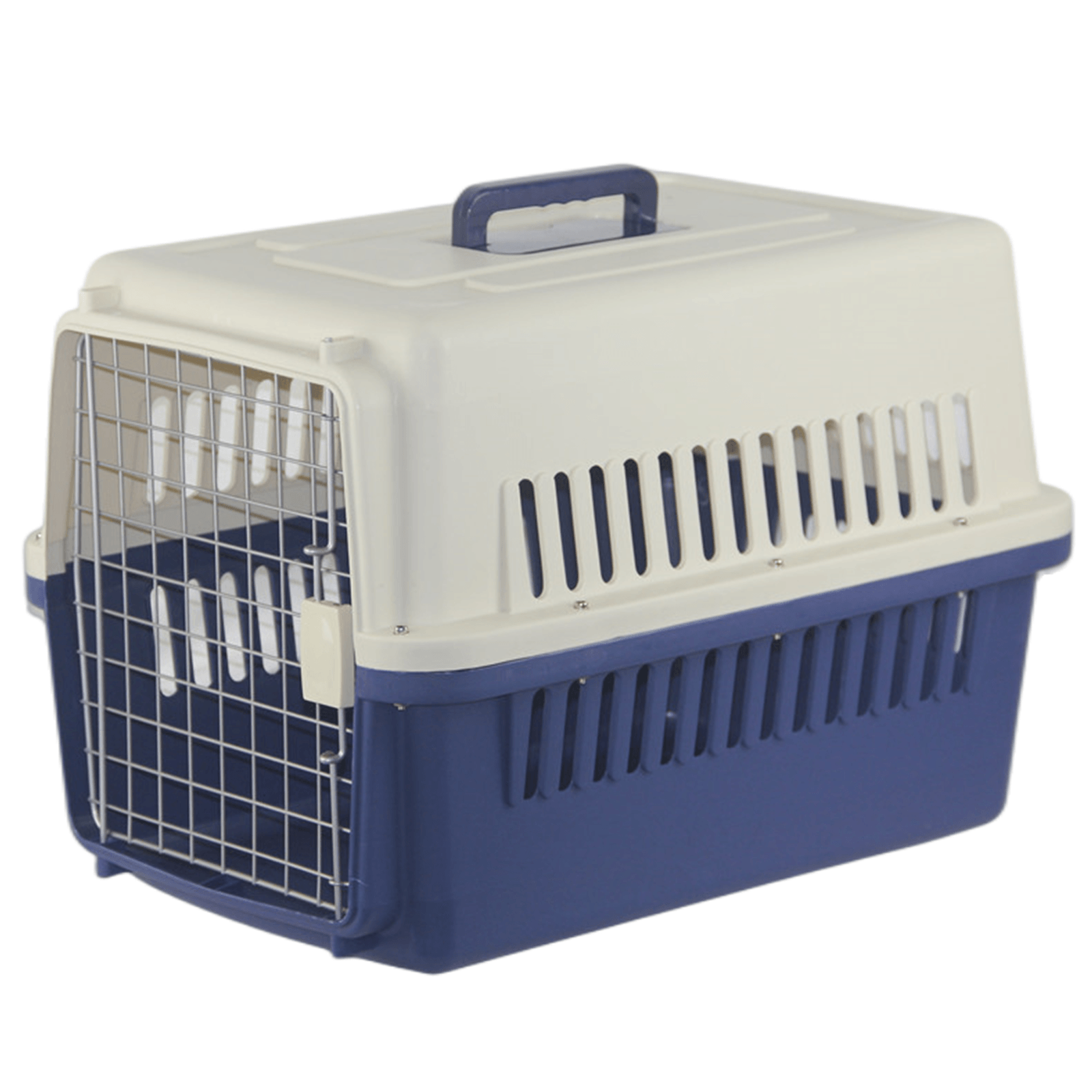 Medium Pet Carrier Crate with Bowl and Tray - Dark Blue