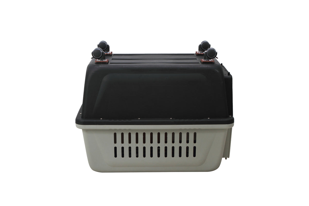 Black Plastic Kennel Pet Carrier | Dog Cat Cage Crate | Handle | Wheel