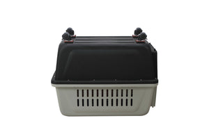 Black Plastic Kennel Pet Carrier | Dog Cat Cage Crate | Handle | Wheel
