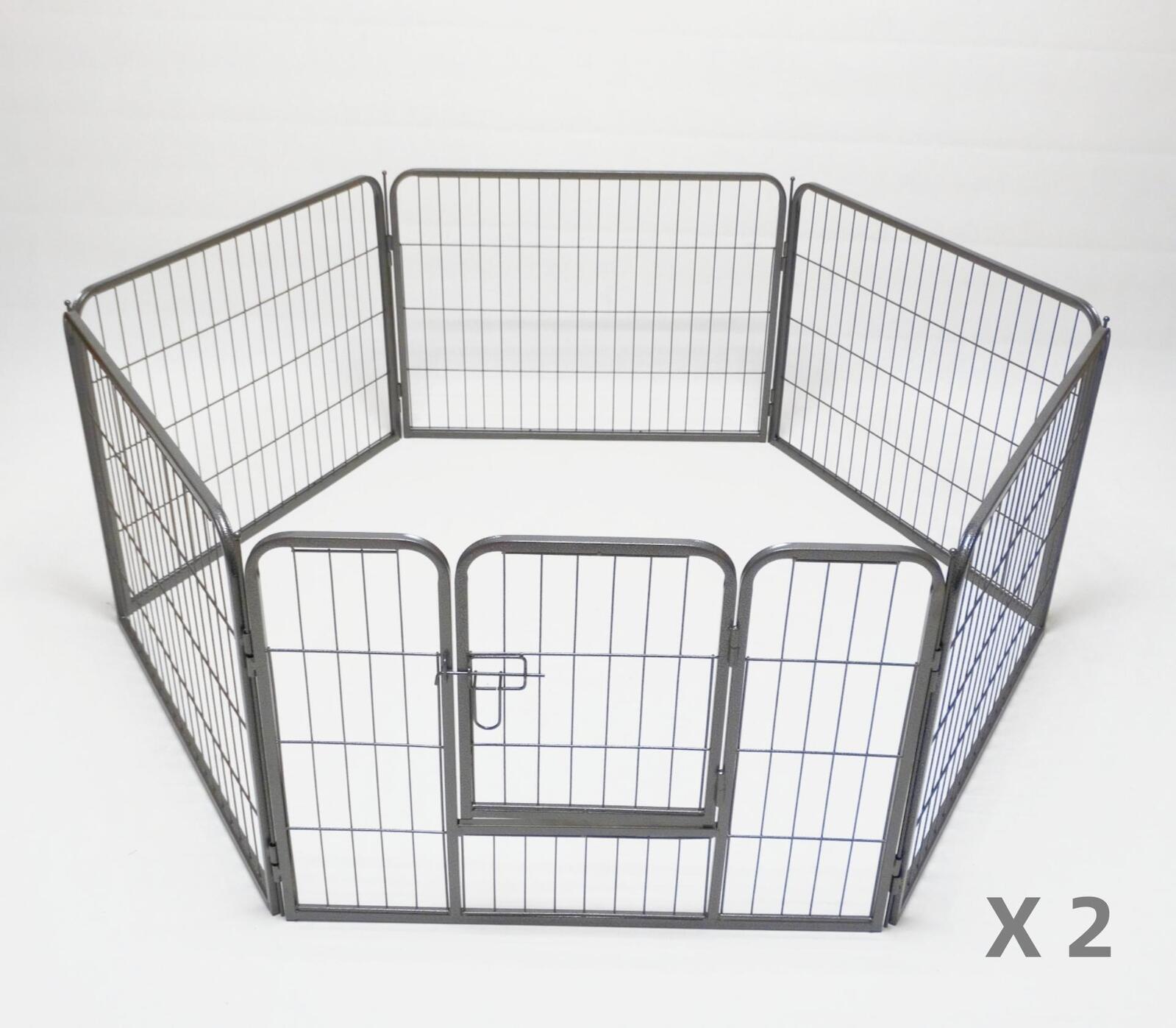 2 x 6 Panel Heavy Duty Pet Dog Puppy Cat Rabbit Exercise Playpen Fence (60 cm)