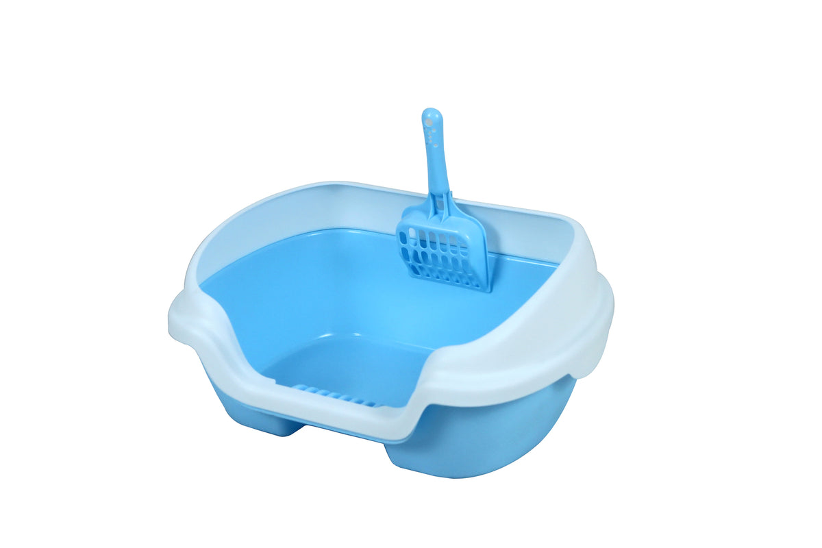 Small Portable Cat Litter Box with Scoop - Blue