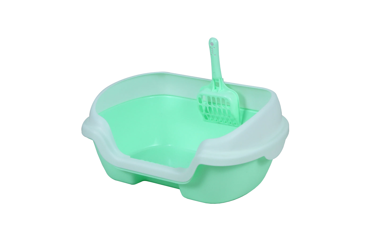 Small Portable Cat Litter Box Tray - Green | Kitten Rabbit with Scoop