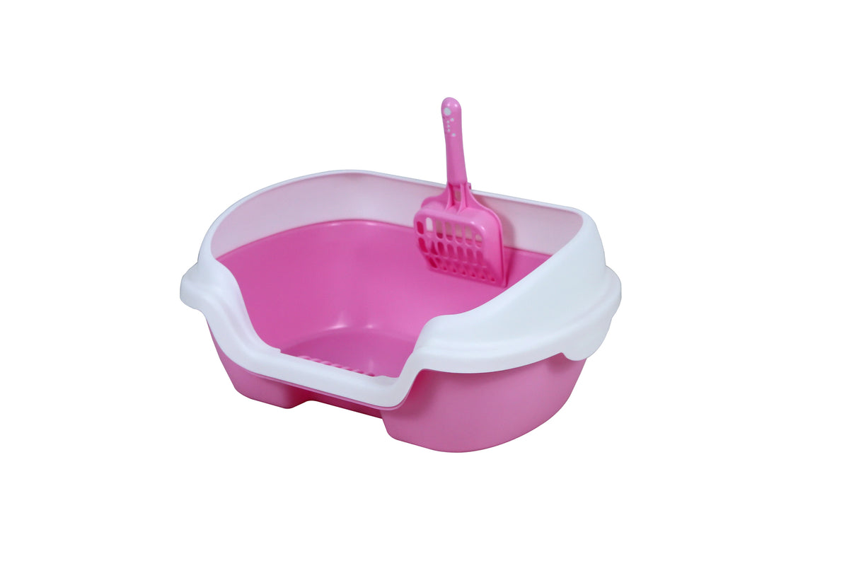 Small Portable Cat Litter Box with Scoop & Pink Color