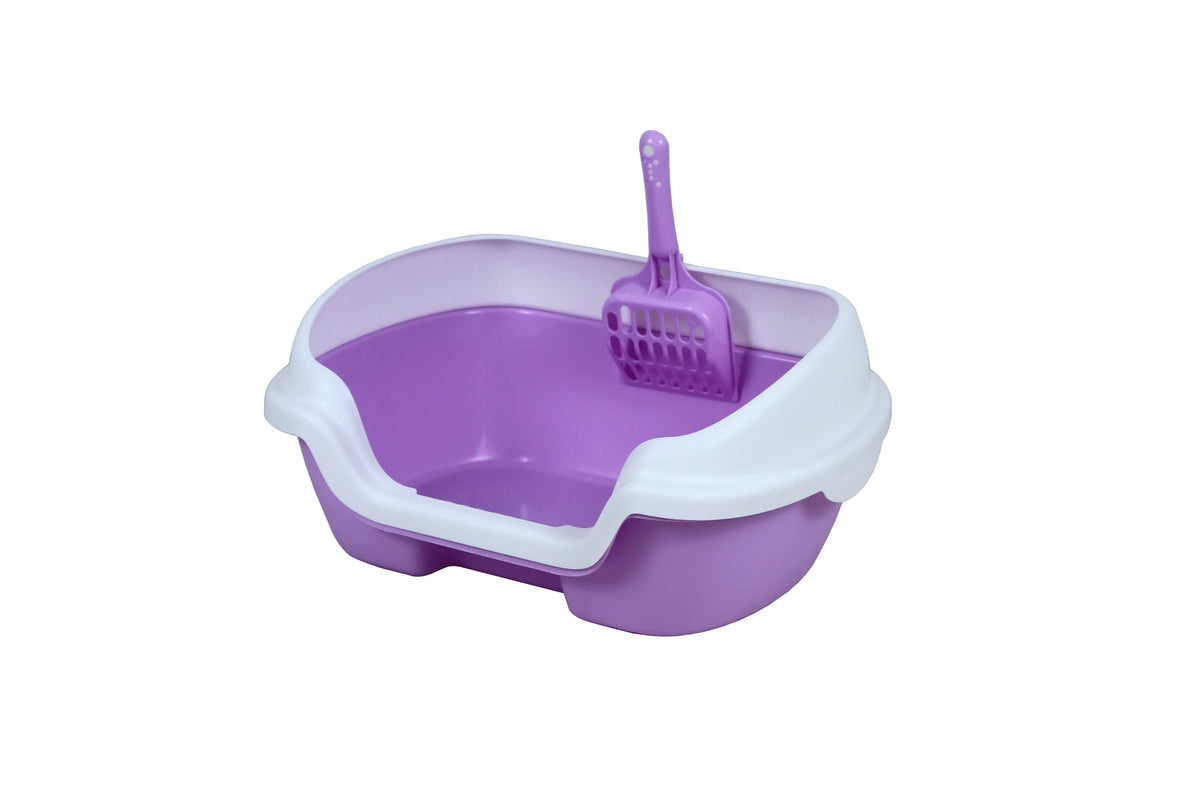 Small Portable Cat Litter Box Tray - Purple | Kitten Rabbit with Scoop