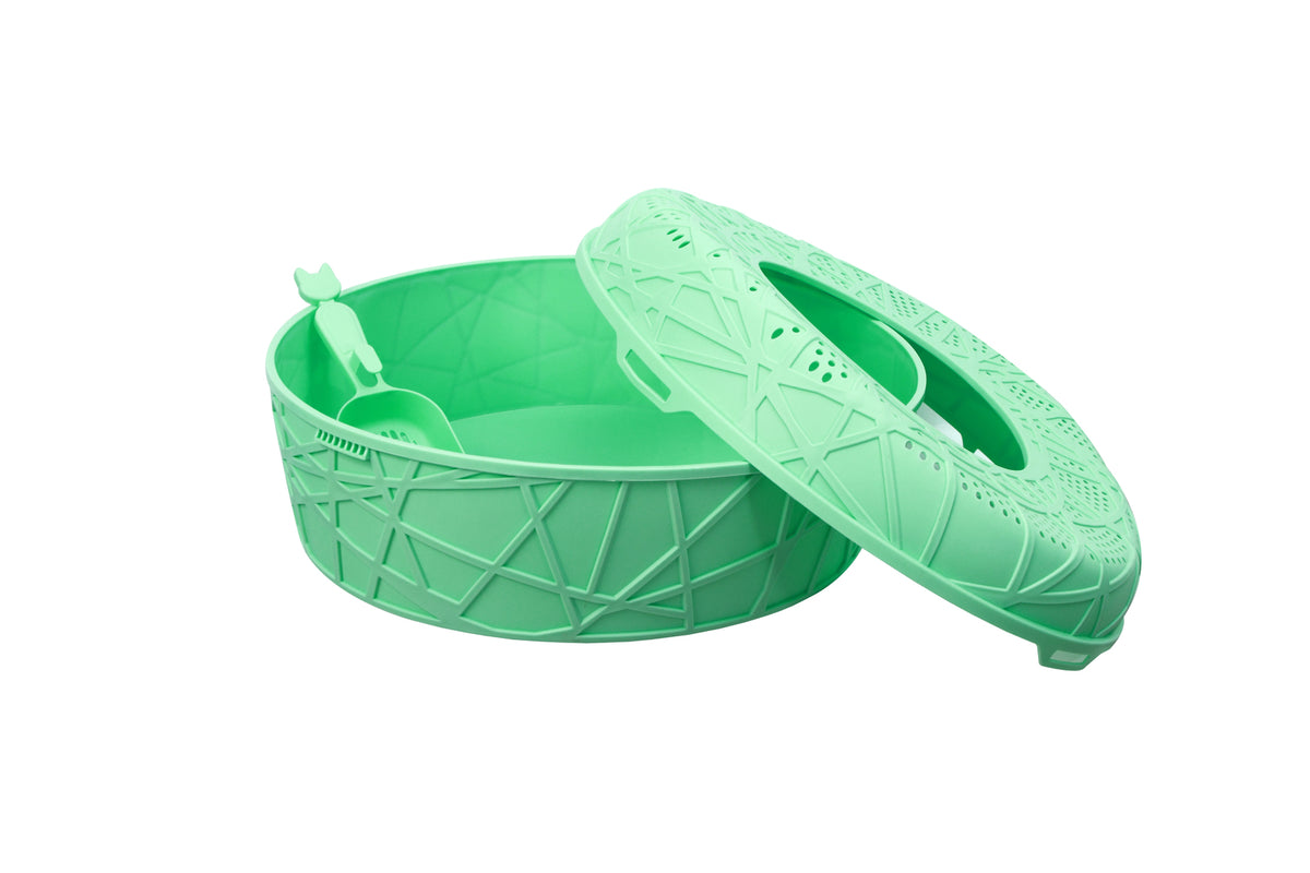 XL Portable Cat Litter Box w/ Hood and Scoop | Green
