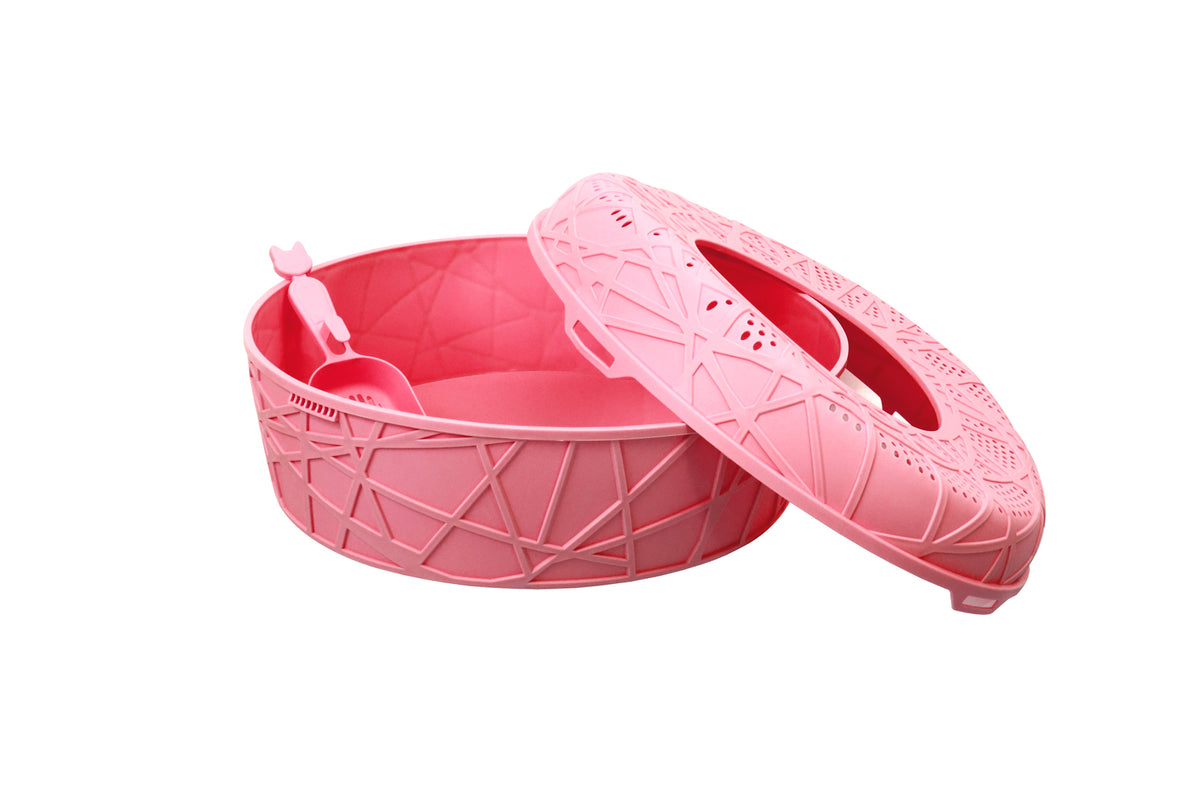 XL Portable Cat Litter Box Tray - Red | House with Scoop