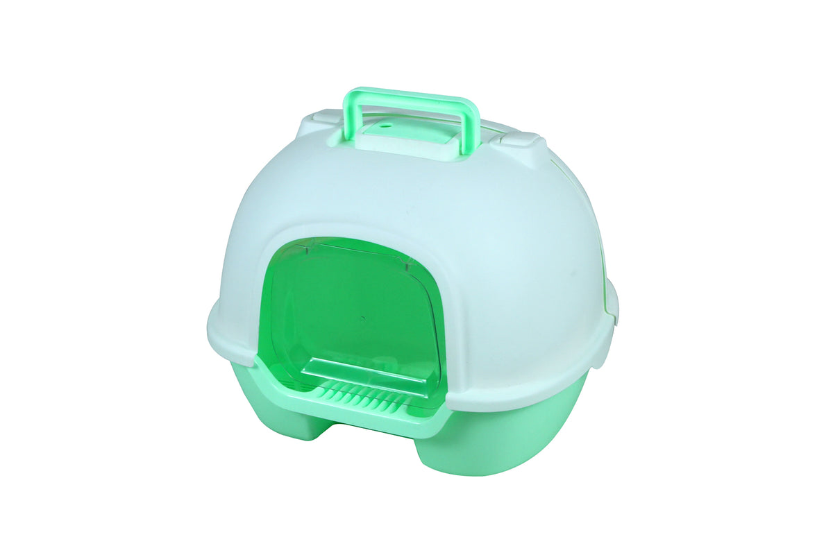 Green Portable Hooded Cat Kitten Toilet Litter Box Tray House | Handle | Scoop