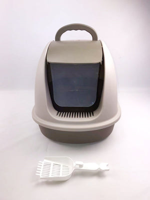 XL Portable Cat Litter Box w/ Hood, Filter, and Scoop | Brown