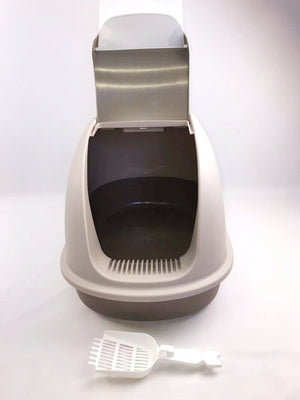 XL Portable Cat Litter Box w/ Hood, Filter, and Scoop | Brown