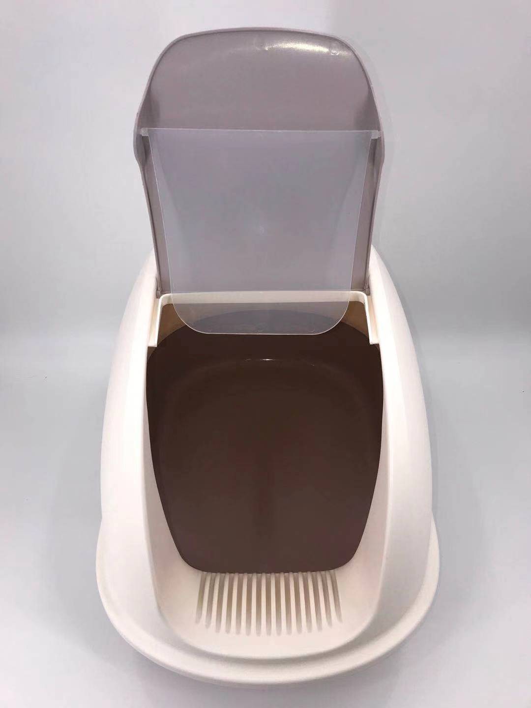 XL Portable Hooded Cat Litter Box Tray - Charcoal Filter and Scoop | House - White